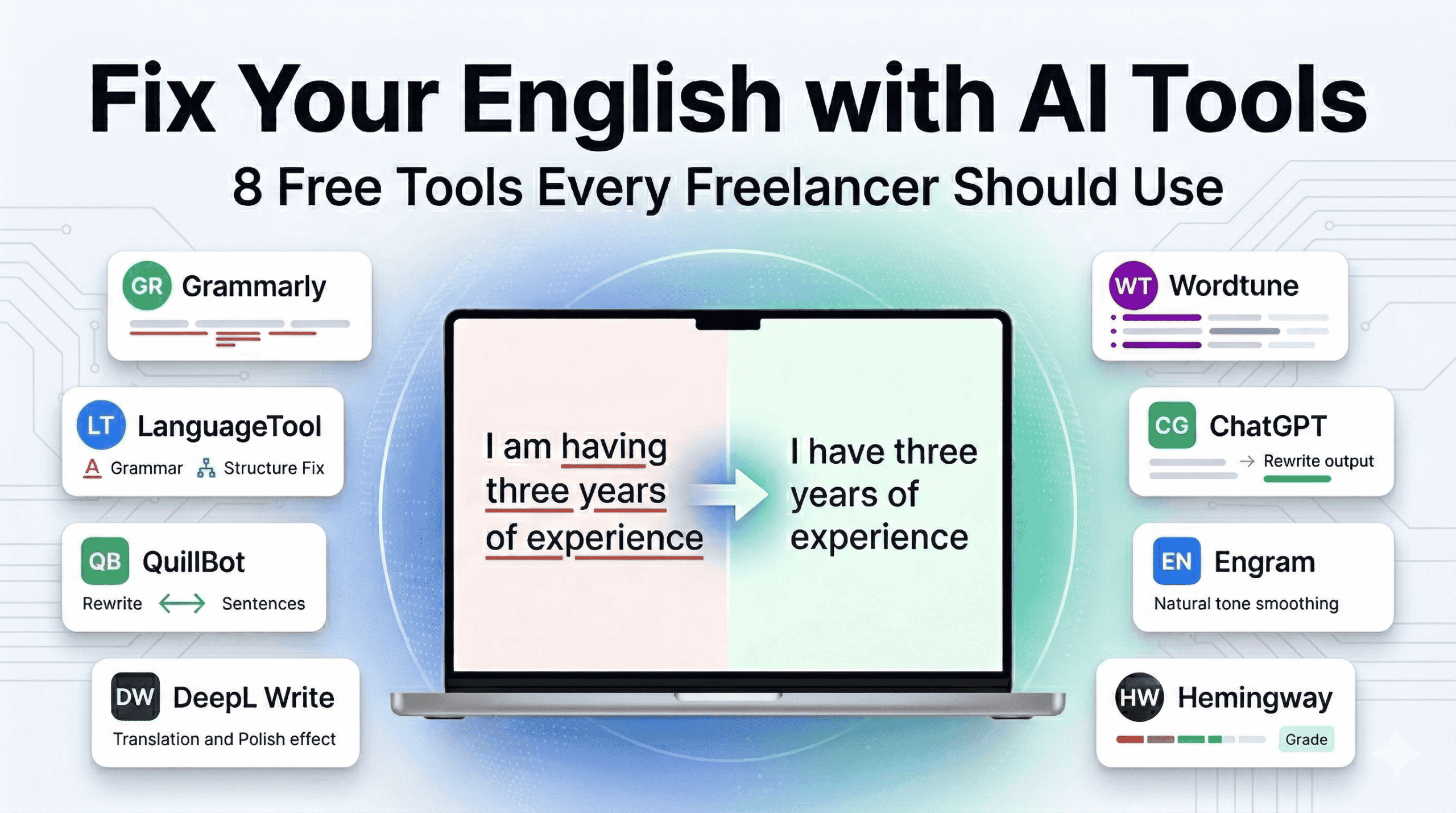 Best free AI writing tools for non-native English freelancers improving grammar and sentence clarity